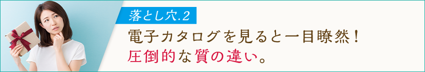 落とし穴.2 電子カタログを見ると一目瞭然！圧倒的な質の違い。